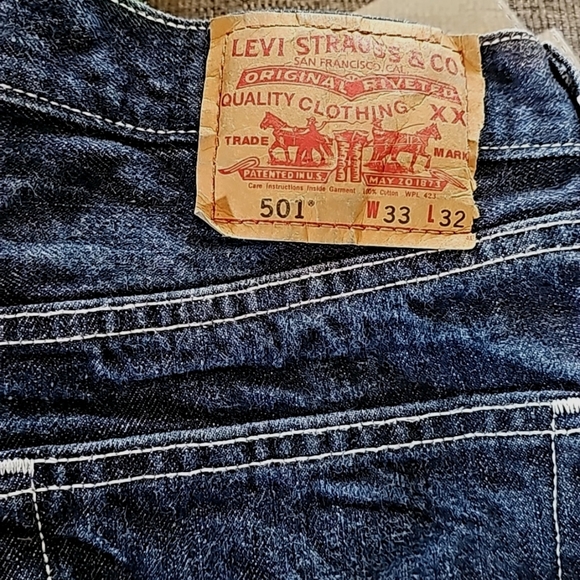 Levi's Original 501 Straight Leg Button-Fly Jeans Dark Stone Wash W33 x L32 - Picture 9 of 10